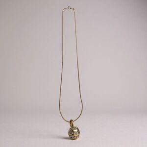 Vintage Gold-Tone Crystal Bead Pendant Necklace | Snake Chain Jewelry